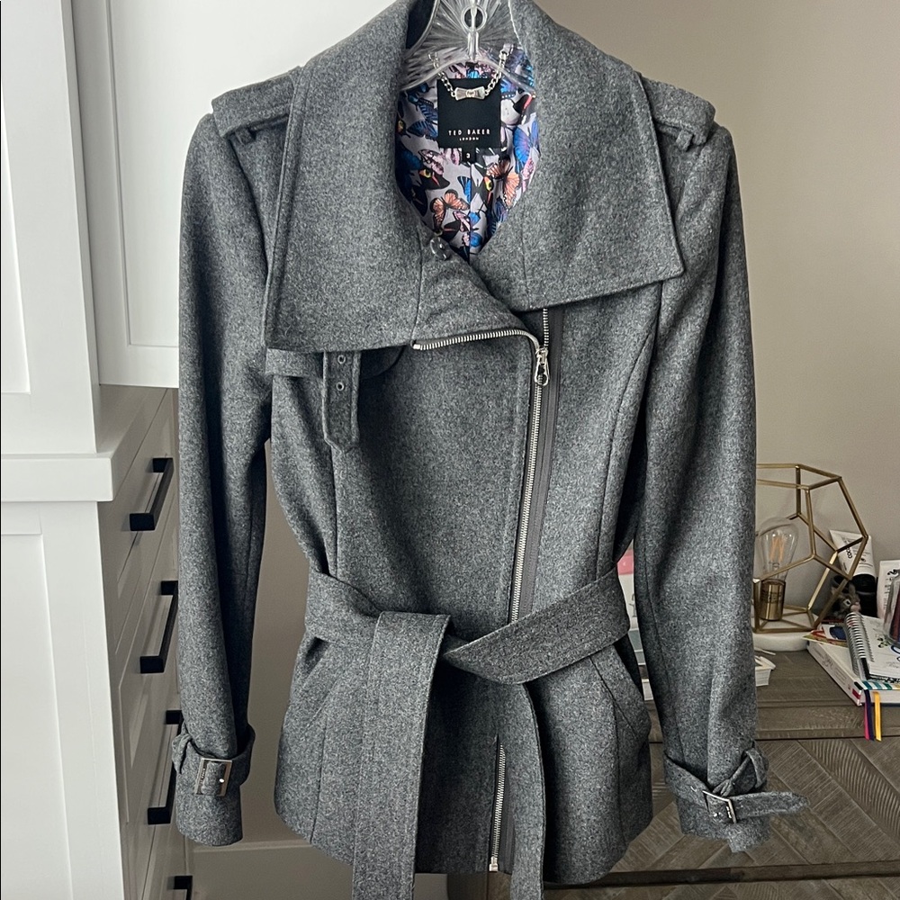 Ted Baker Charcoal Wool Trench Coat